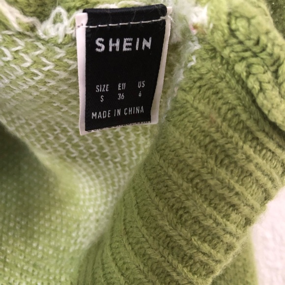 Shein Cropped Green Daisy Floral Oversized Boxy Cardigan Sweater - Picture 4 of 5